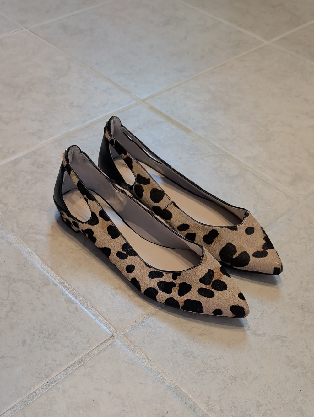Cole Haan Leopard-Print Pointed Toe Slingback Flats